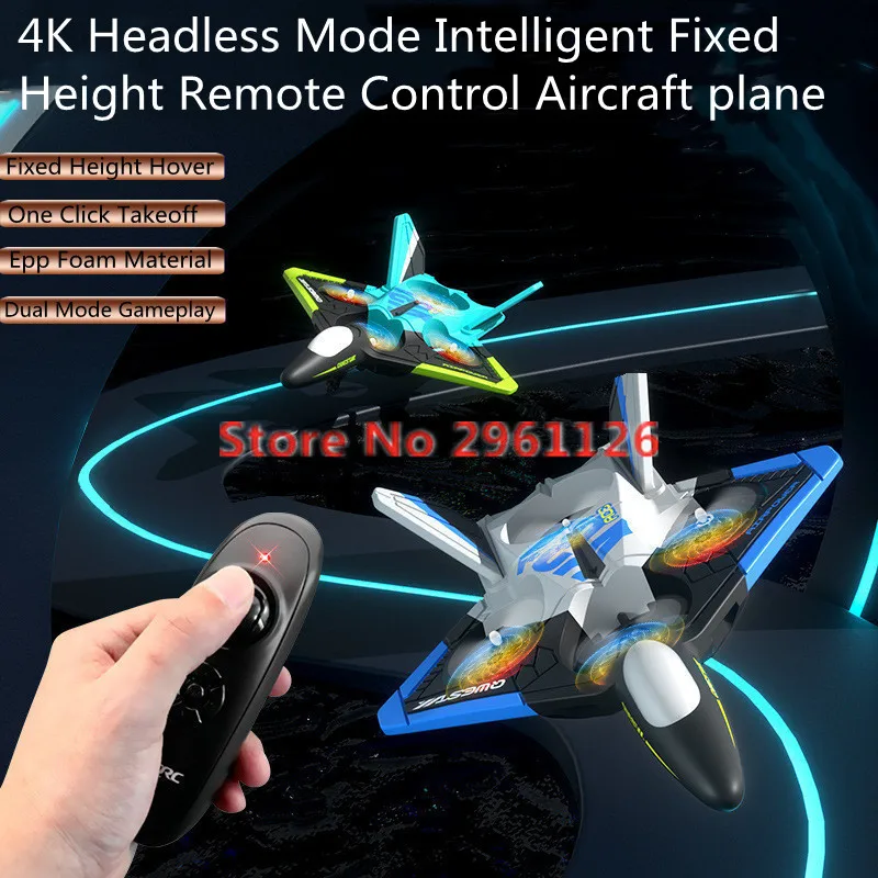 

Headless Mode Gravity Inducting Remote Control RC Fighter 4K EPP One Click Take Off Cool lighting Smart RC Aircraft Plane Model