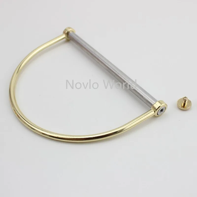 2-10-20 pieces 12X8cm Alumium pipe semicircle light gold metal Big D ring for ladies bags handbags pen handle frame