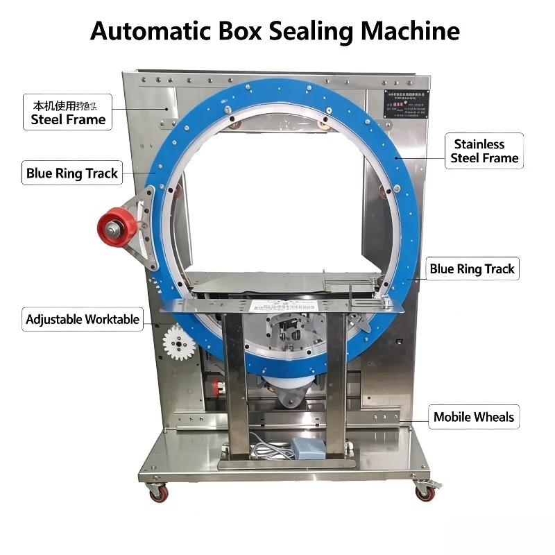 360 Degree Surround Automatic Electric Tape Wrapping Baler Machine Express Long Carton Foam Box Sealing Packaging Equipment