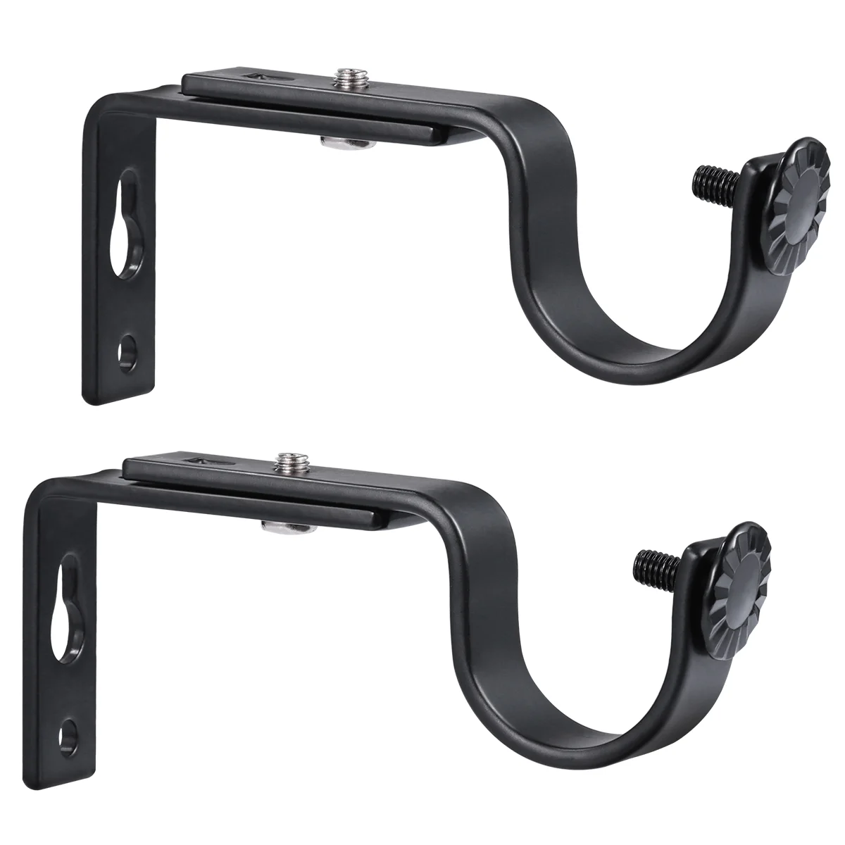 

2Pcs Adjustable Iron Curtain Rod Bracket Wall Mount Drapery Holder Home Decor Accessory Black Easy Install With Screws For Pole