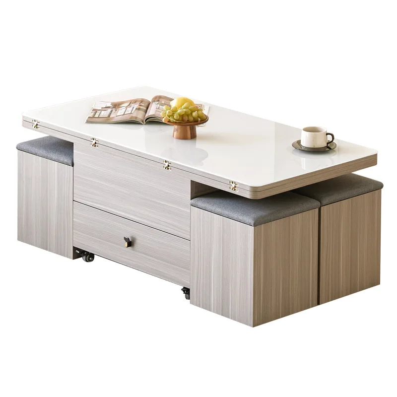 Tavolino da caffè con ascensore per uso domestico, tavolino da pranzo pieghevole multifunzionale tre in uno per piccoli appartamenti