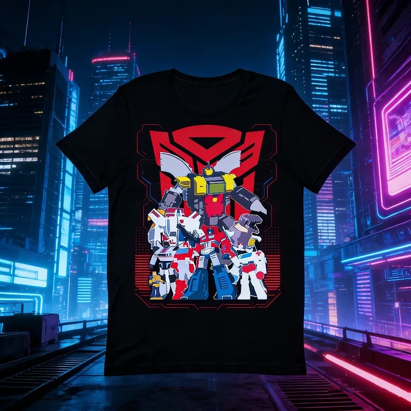 

2025-26 Summer Transformers Autobots Unisex T-shirt 100% Cotton Printed T-shirt for Men Robot Vintage Tee Shirt Round Collar