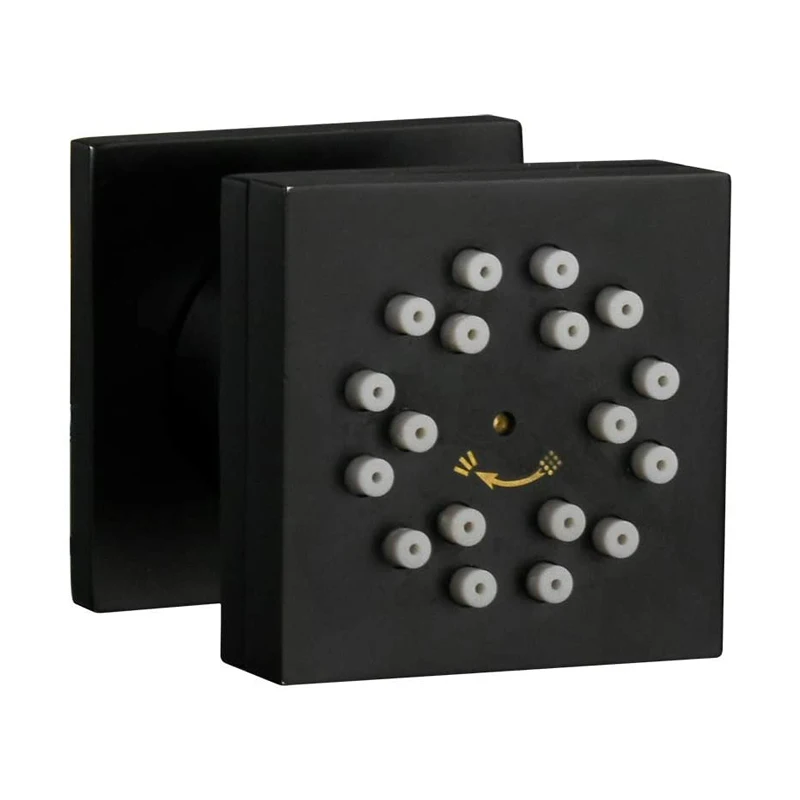 Solid Brass Square Matte Black Shower Spa Jets 2-Function Body Jets And Massage Modern Style Bathroom Faucet Accessory Boxed