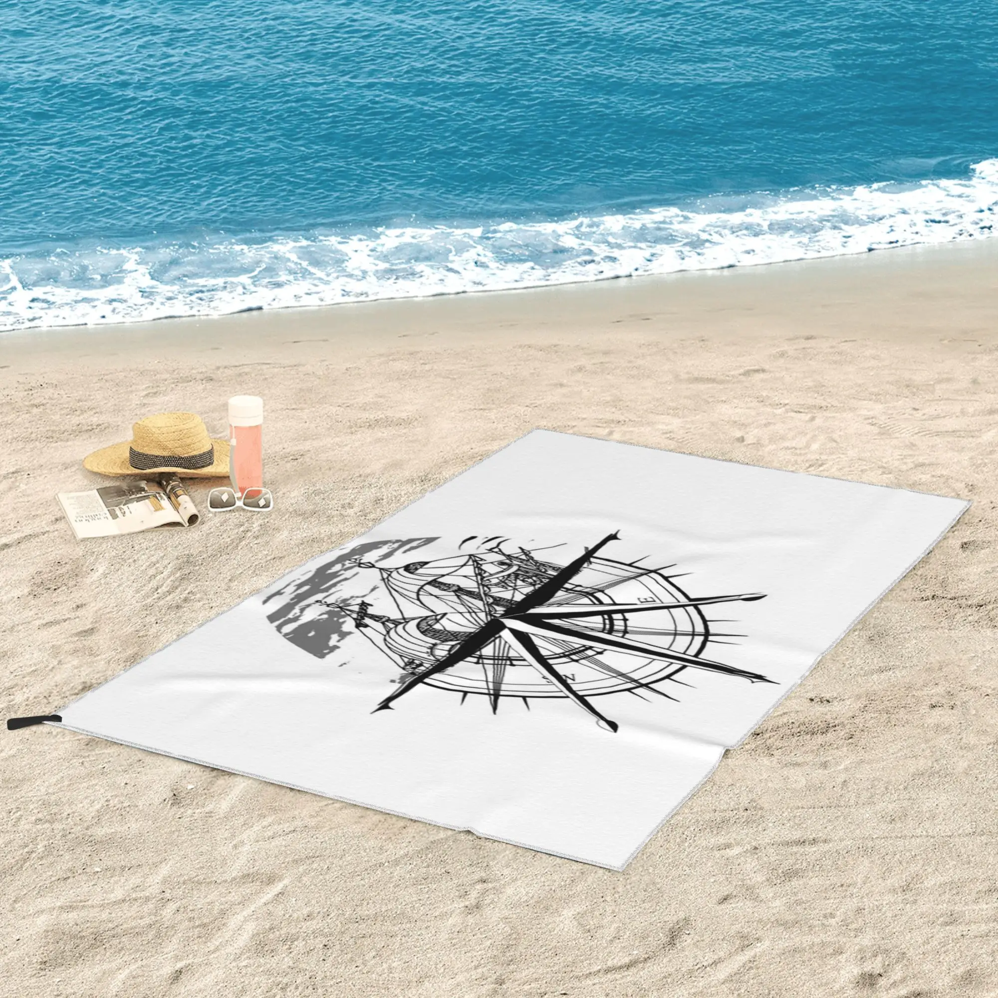 Nautical Compass Captain Anchor Boat Beach Towel Soft Microfiber Quick Dry Absorbent Quick Towels For Bath