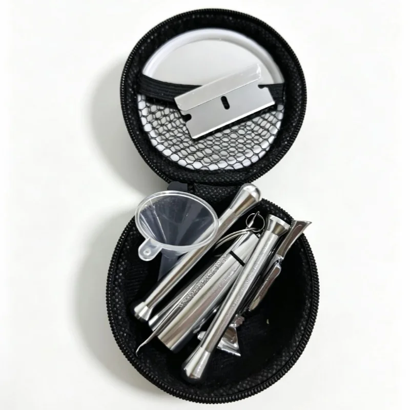 （9pcs）Portable kit para fumar set -Storage Tank，pipa，Spoon with Key Chain，Zipper Bag，Funnel - view 6