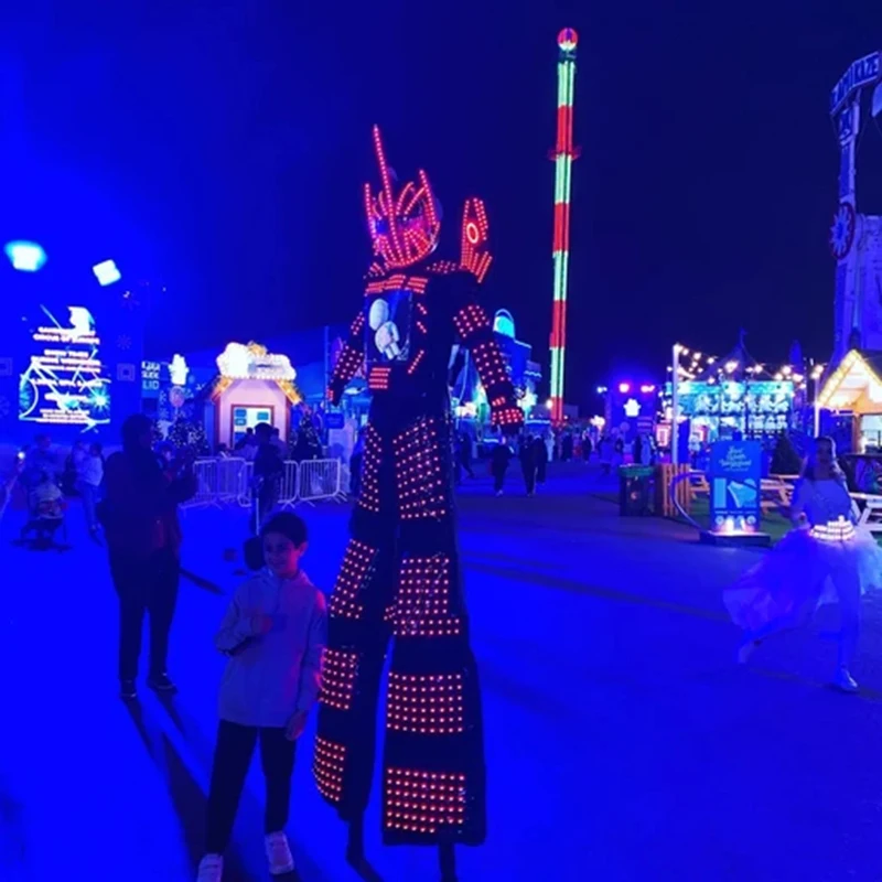 Lumière LED costume éclairage robot costume éclairage robot scène ensemble écran LED disfraz fête d'halloween