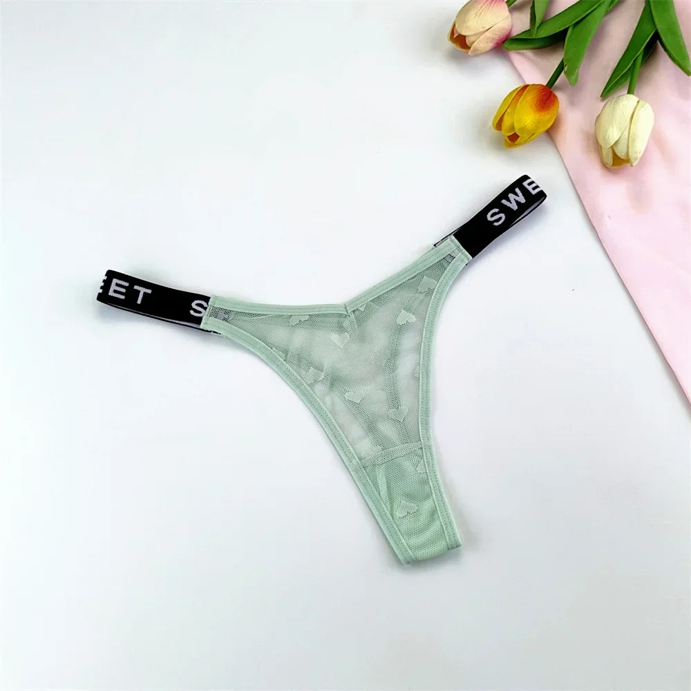 3ks písmena tenký pas sexy perspektiva krbová síťovina tanga ženy nízký pas bezešvé sportovní tangá pohodlné spodní prádlo - náhled 3