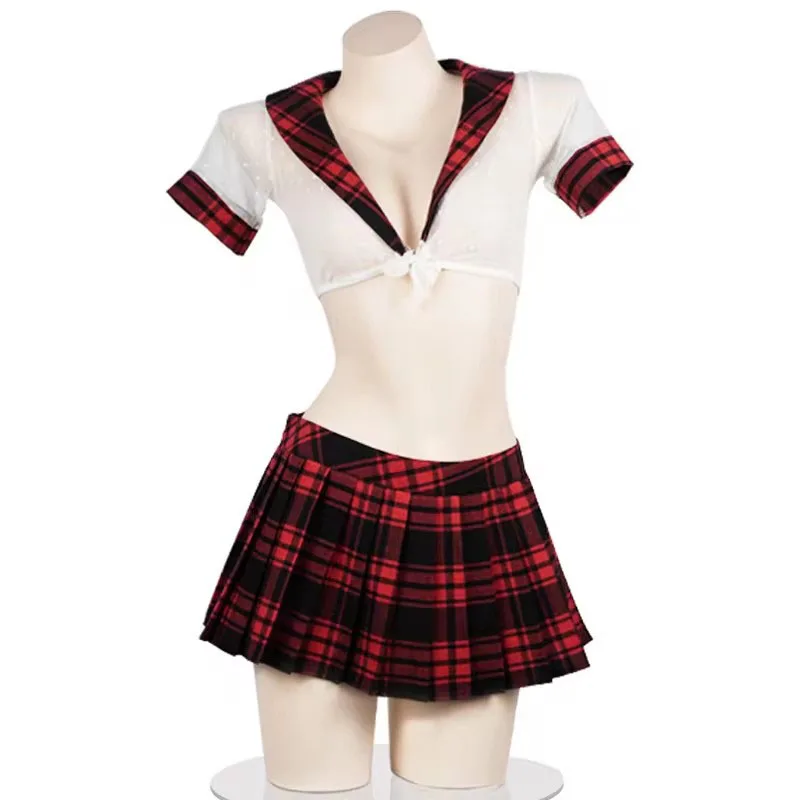 

Brand New Anime Game Female Student Uniform Underwear Women's Black And Red Mini Pleated Skirt Short Campus Sexy Sailor Clothing