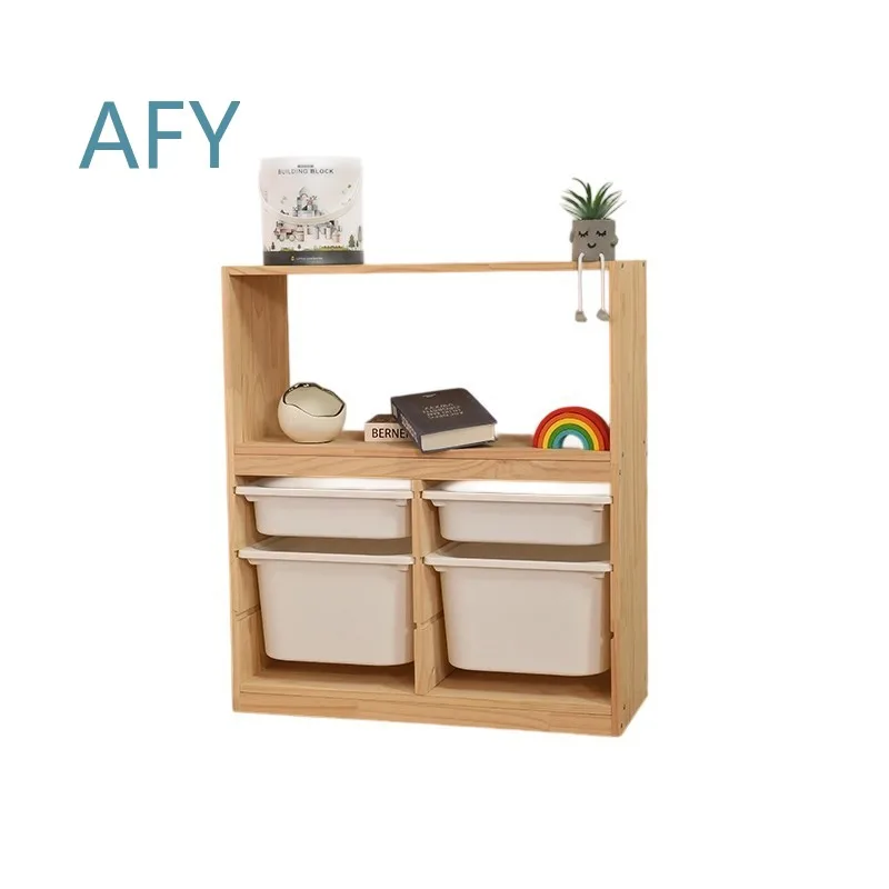 Children's Toy Storage Rack for Kids Bookshelf Shelf Locker Baby Storage Cabinet Solid Wood Kindergarten Bookcase Toy