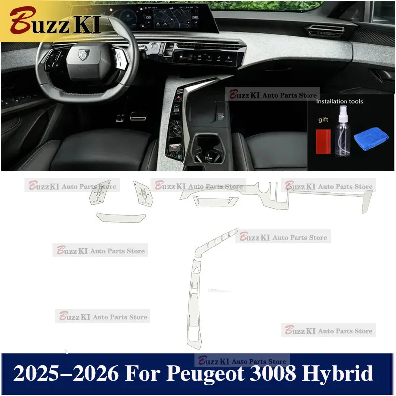 2025-2026 For Peugeot 3008 Hybrid TPU Pre Cut Navigation Gear Center Console Car Interior Repair Protective Car Film Sticker