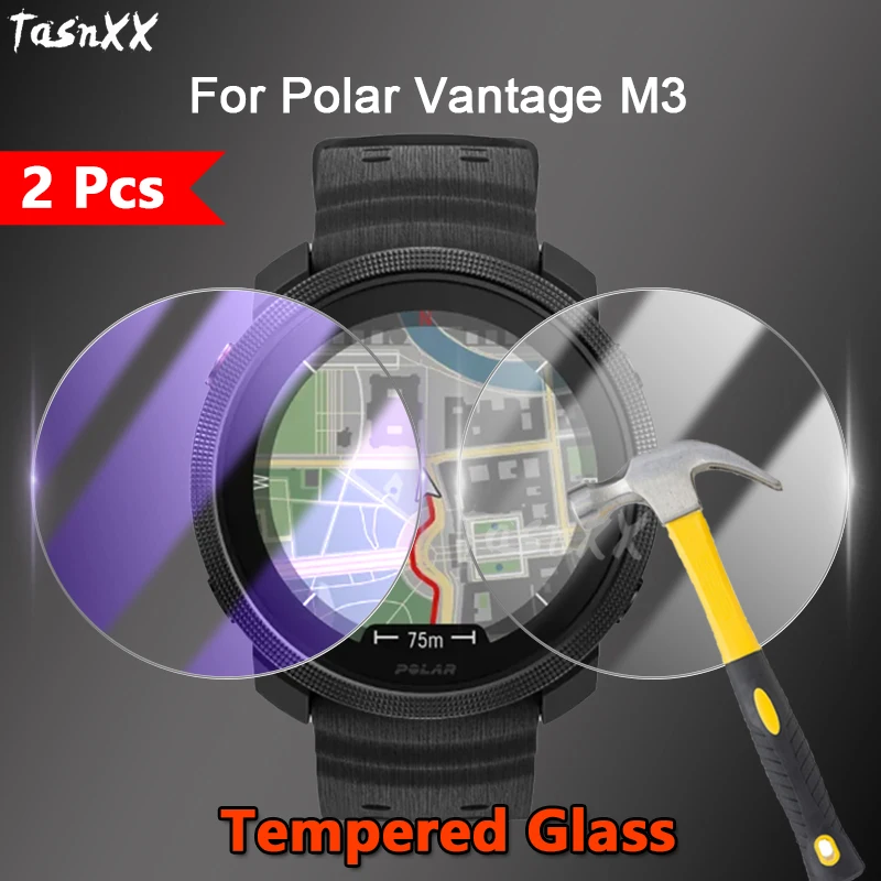 2 uds para reloj inteligente Polar Vantage M3 2.5D Ultra delgado claro/anti púrpura luz 9H película protectora de pantalla de vidrio templado resistente