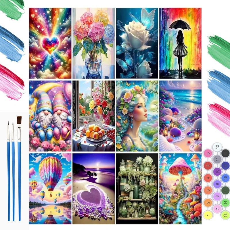 Peinture par numéros, paysage sur toile, peinture à la main, cadeau artistique, kits de peinture par numéros, décoration intérieure