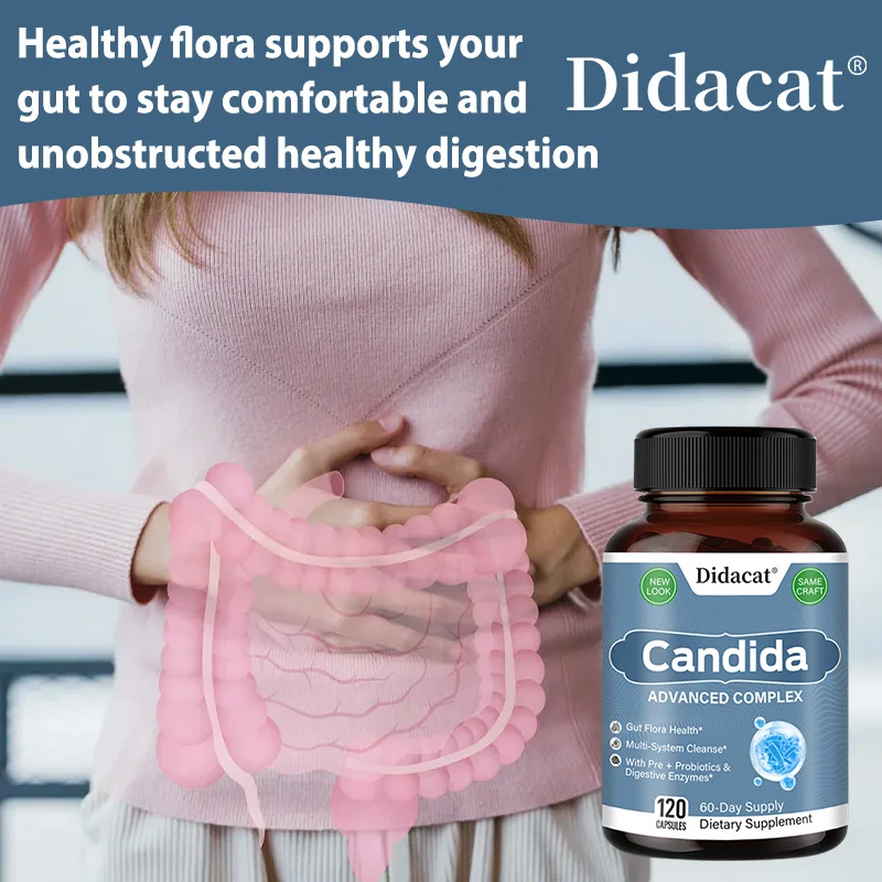 Complejo Candida con enzimas digestivas: contiene probióticos y extracto de organo para equilibrar la digestión intestinal y ayuda