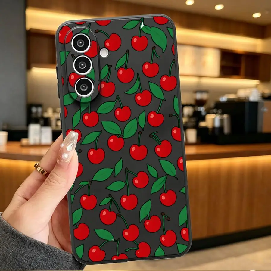 Phone Cover Case for Samsung Galaxy A57 A55 A23 A53 A17 A15 A73 A51 A37 A06 A25 A16 A52 A36 A70 A13 A50 A41 A12 Red Cherry Print