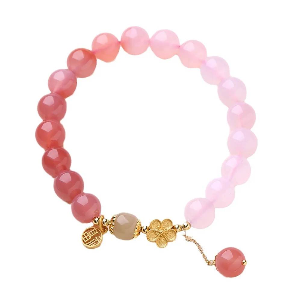 Natural Yanyuan Agate and Hetian Jade Bracelets for Women Light Luxury Buddhist Bead Hand Strings Gifts