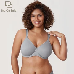 Women's Seamless Non-padded Minimizer Bra Full Coverage Smooth Underwire Plus Size T-shirt Underwear