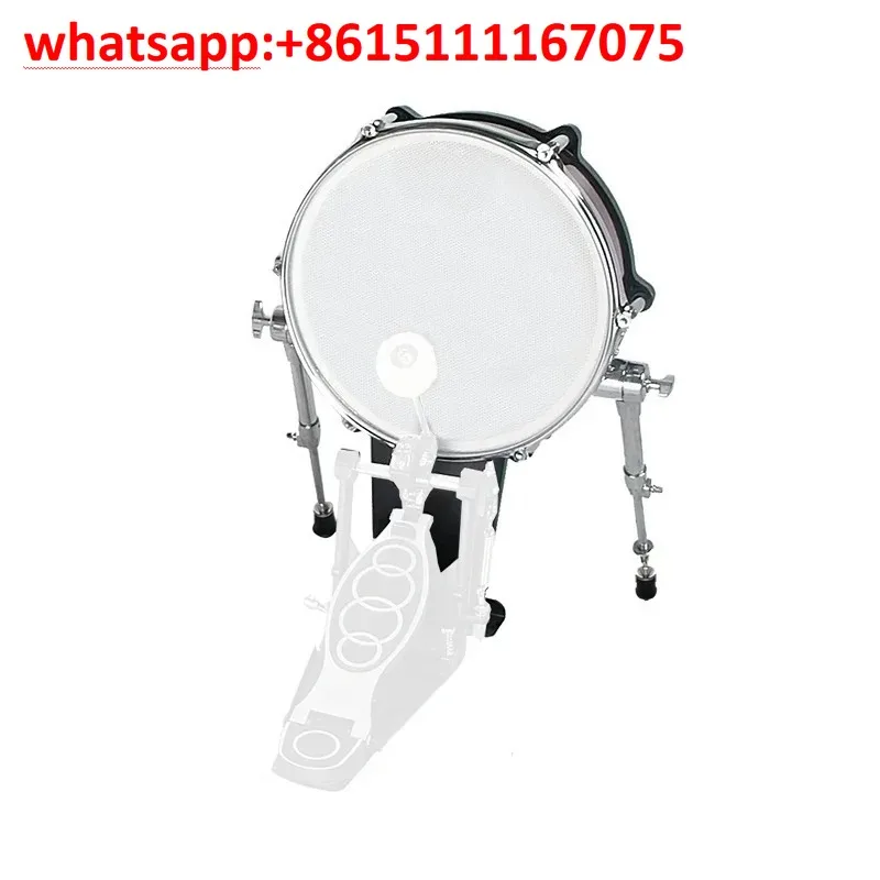 Wooden Shell Electronic Kick Drum with Mesh Head, Simulation Bass Drum Accessory for Digital Electronic Drum Kit