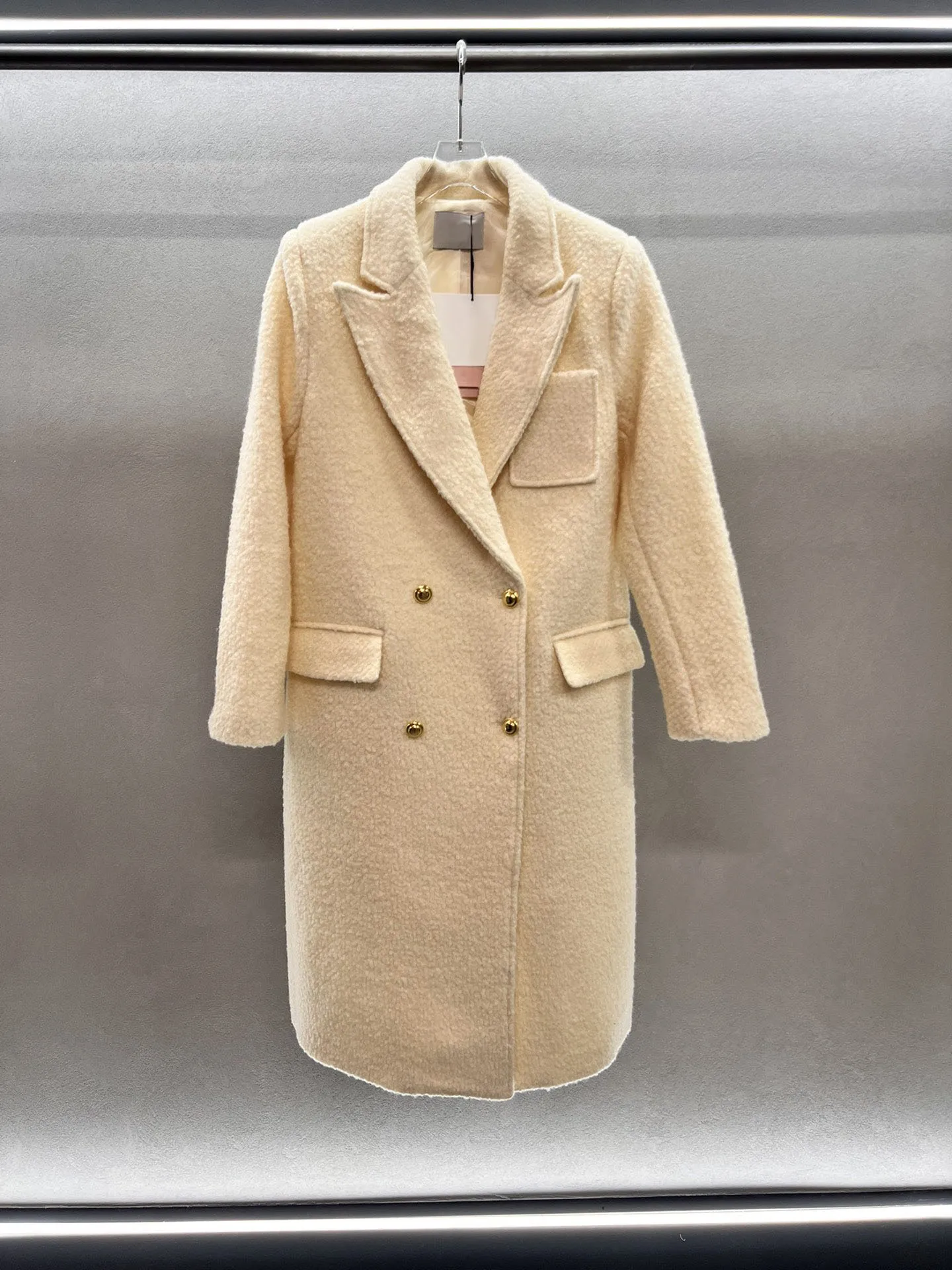 

2024 Winter Fashion New Women's ClothingGrain Texture Sense Contains Wool Overcoat 1010