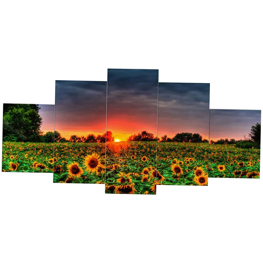

5Pcs Oil Painting Wall Art Canvas Picture Abstract Sunflowers Print Home Decor No Frame Gift, Type 1