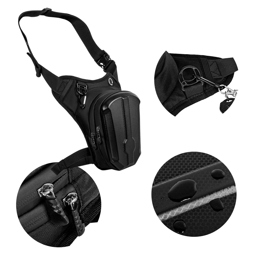Motorcycle Drop Leg Bag Motorbike Riding Chest Bag Waterproof Motorcycle Waist Pack Large Capacity Hard Shell for Outdoor Travel