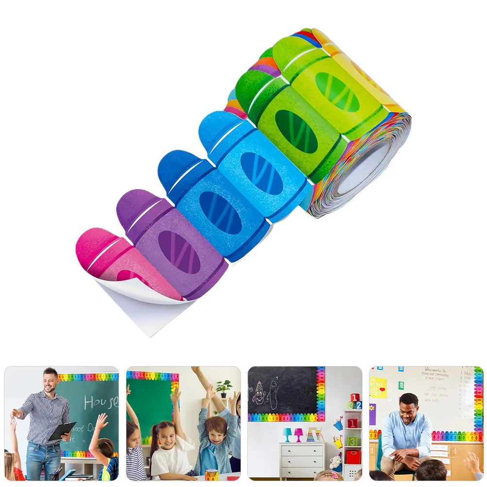 

Crayon Border Stickers School Bulletin Board Decorations Boards Bright Color Baord Blackboard