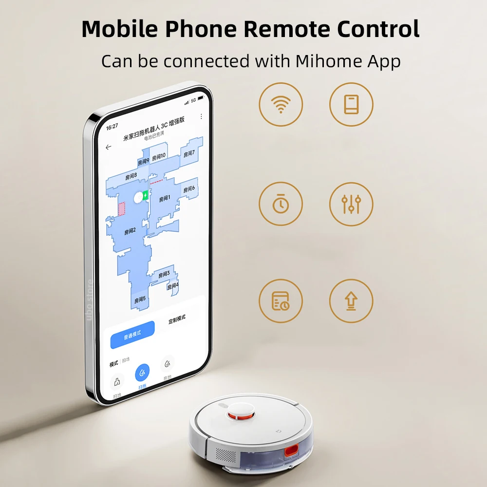 XIAOMI-MIJIA 3C تعزيز الروبوت فراغ ممسحة ، C103 المنزل نظافة ، كنس ، سحب ، شفط ، تنظيف الأرضيات ، LDS ، الذكية ، المخطط App ، واي فاي