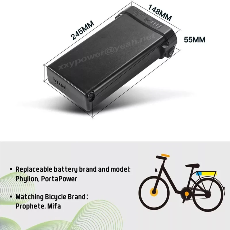 rear rack ebike battery 24V 14ah 36V 10.5ah Liion battery for 250w 300w 500w ebike