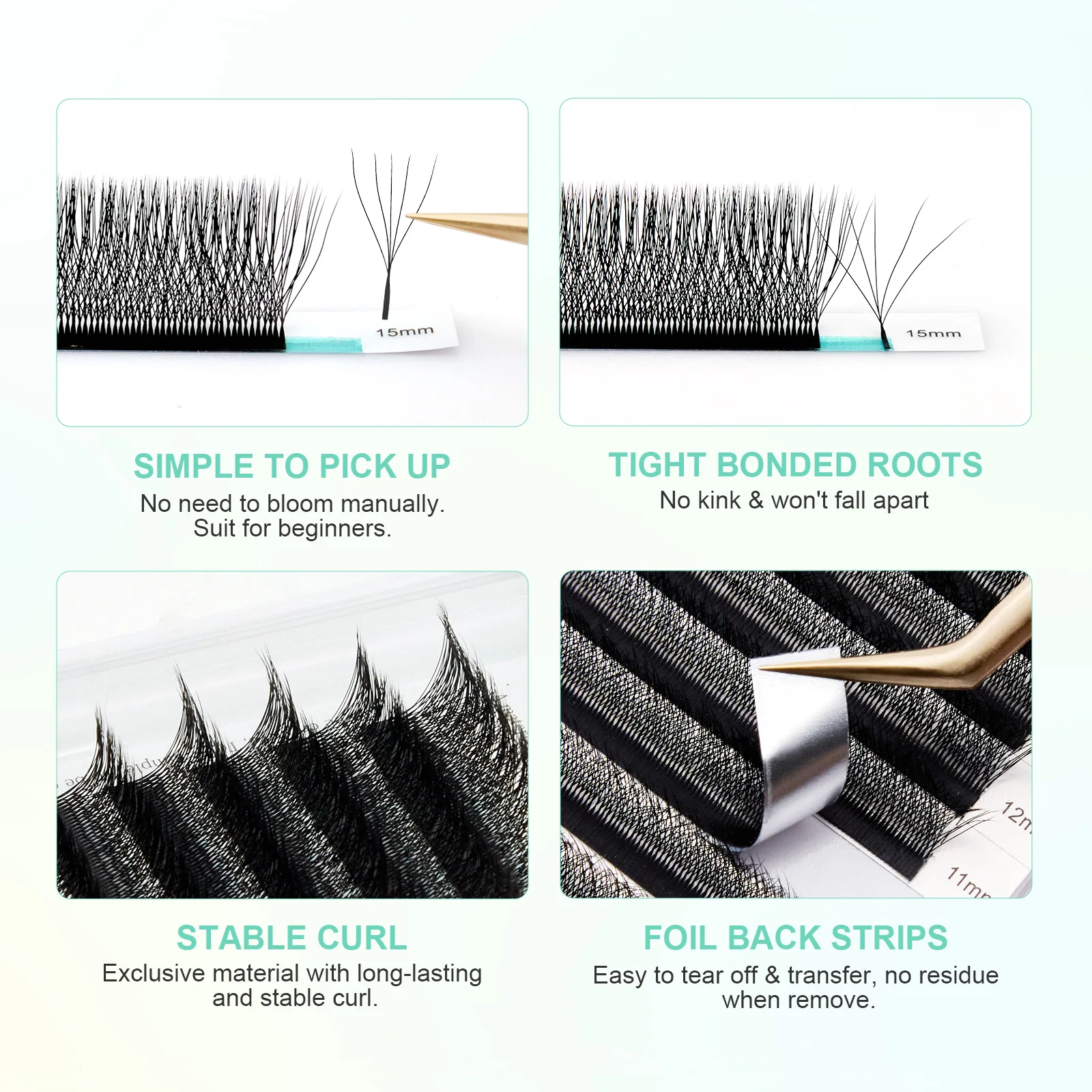 2026 NEW 5D W Shape Pro Max Premade Volume Fans Eyelash Extensions Bundle Eyelashes Clover Bloom Autofan Mesh False Lashes