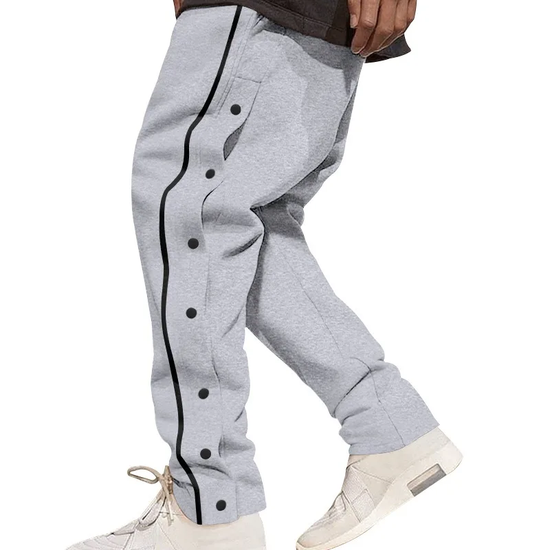 Men's Side Button Breakaway Sweatpants Loose Streetwear Casual Sports Joggers