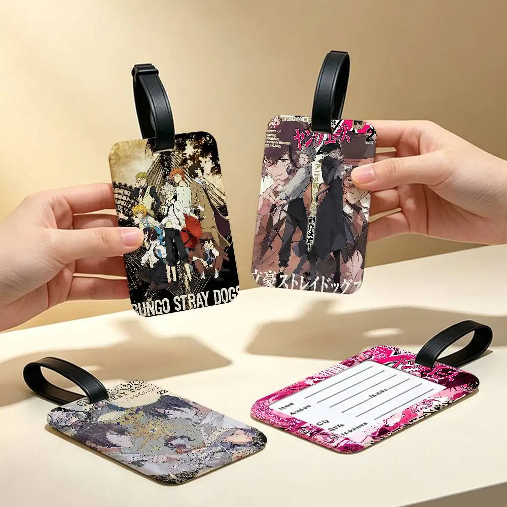 Japanese Anime Bungo Stray Dogs Vintage  Multiscene PVC Luggage Tag Anti lost Design With Information Card For Travel Backpack
