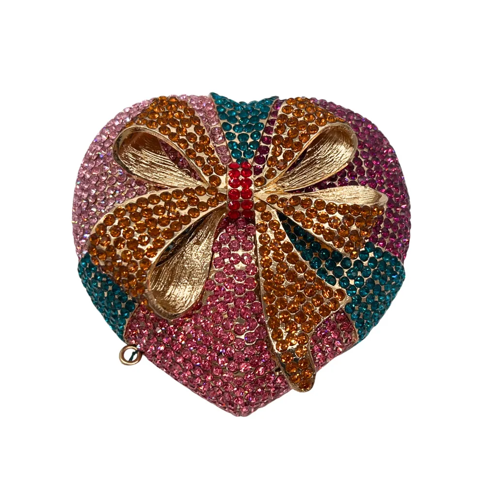 Box Stone Clutch Bow Diamond Dinner Bag Heart Gift Box Banquet Diamond Clutch