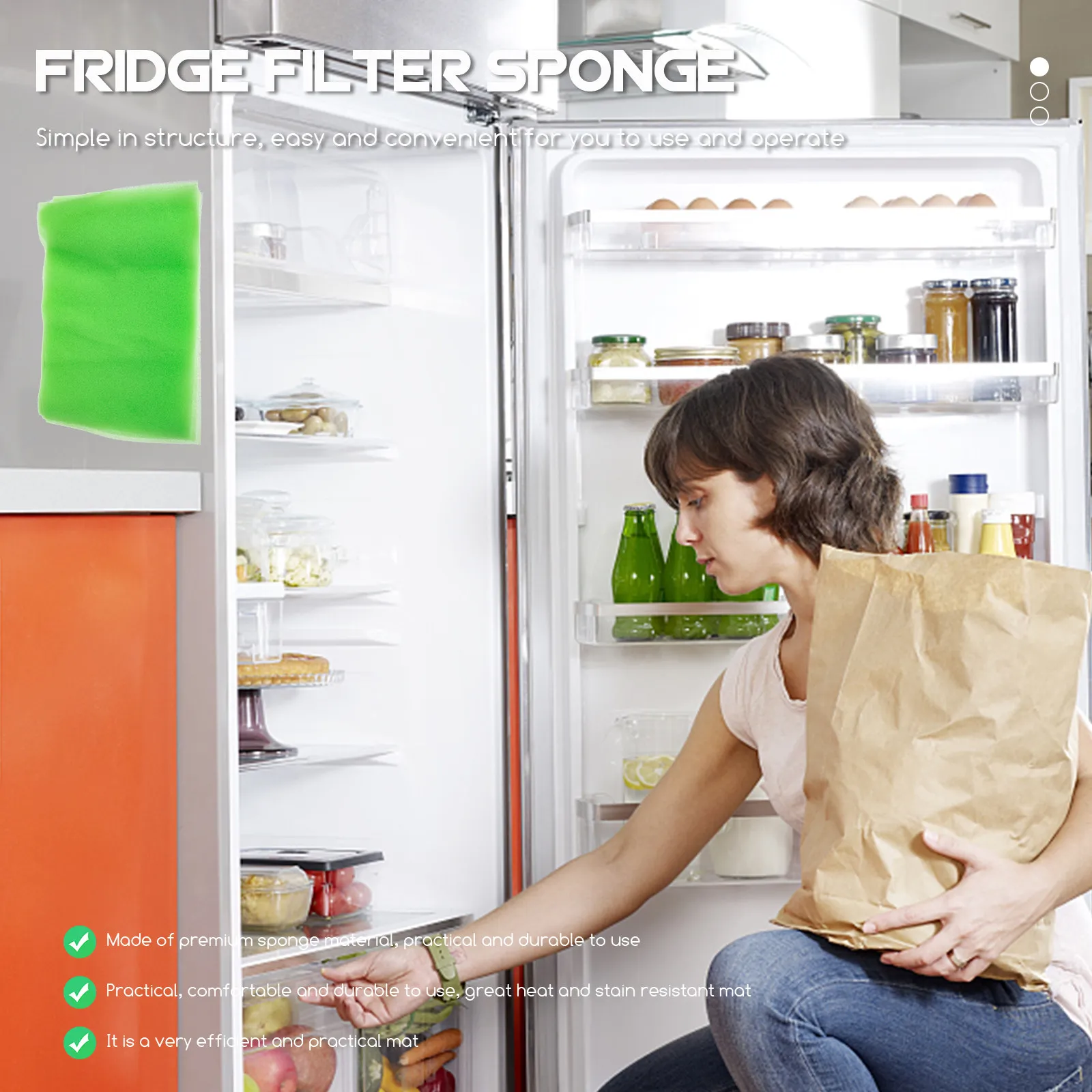 10Pcs Fridge Mat Pad Refrigerator Filter Sponge Absorbent Non Skid Stain Resistant Heat Resistant for Refrigerator Cabinet
