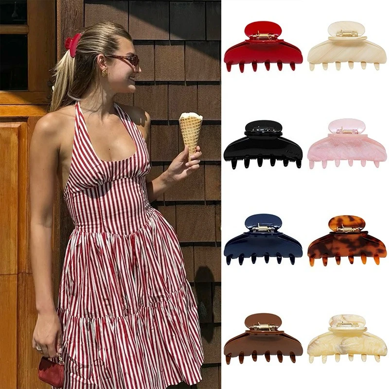 

French Style Solid Color Red Acetate Hair Claw Clip Medium Size Acrylic Hair Shark Clip for Women Girls Hair Accessories Gifts