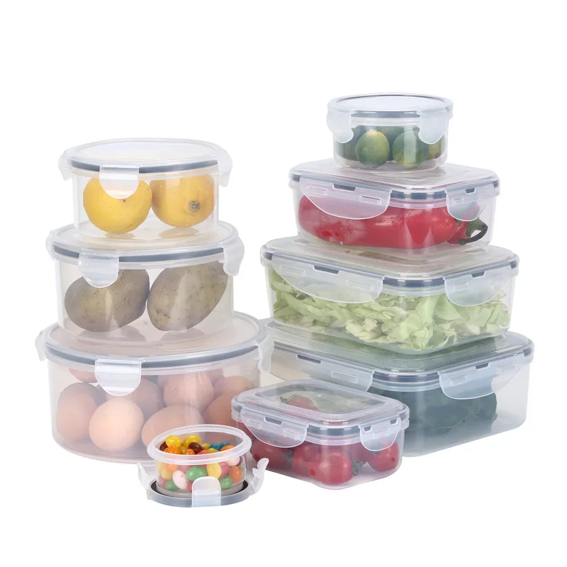 9 Pack BPA Free Clear Plastic Airtight Food Storage Containers Leakproof Flip Top Refrigerator Fruit Dry Grains Storage Jars