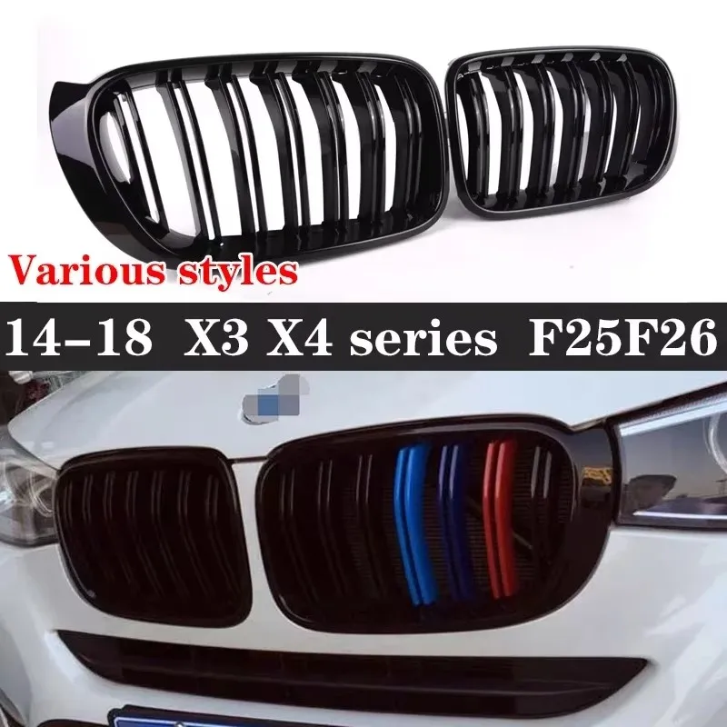

For BMW X3 X4 F25 F26 2014-2018 Kidney Grille Glossy Black ABS Color Plastic Front Bumper Auto Decor Grill Car accessories