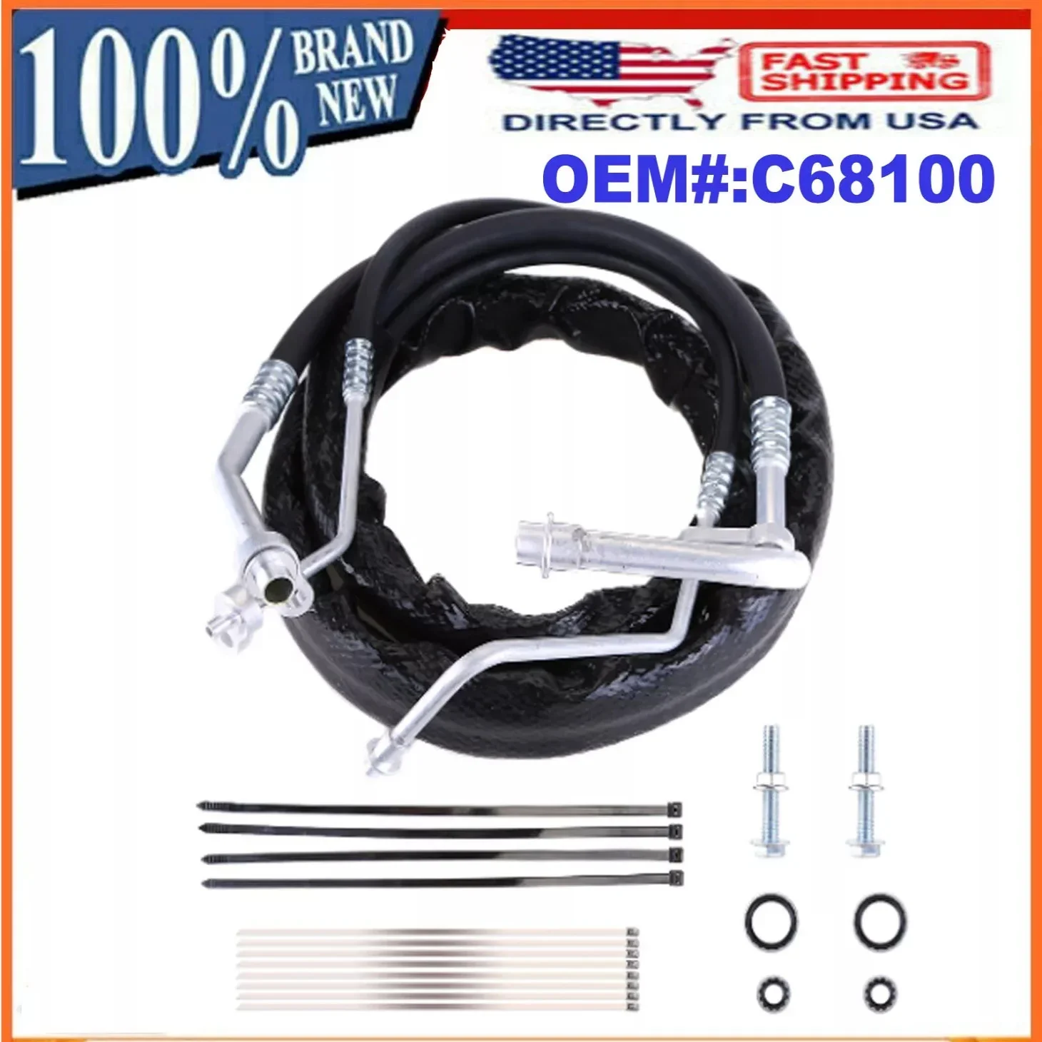 

C68100 Rear Aux AC Lines Hoses Compatible for 2012-2019 Caravan Chrysler Town Country