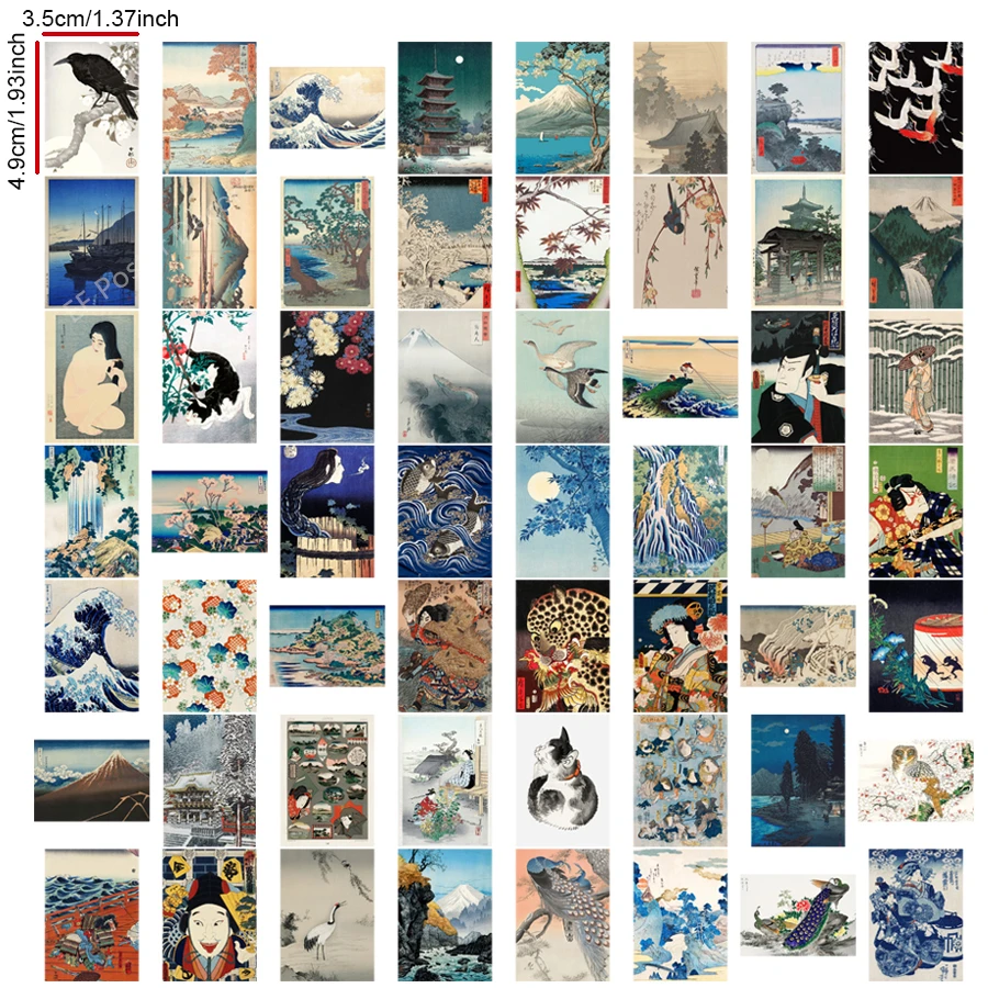 56pcs/set Japan Art Stickers Scenery Decoration Cards Laptop Computer Tablet Refrigerator Helmet Phone Case Frame Suitcase Decor