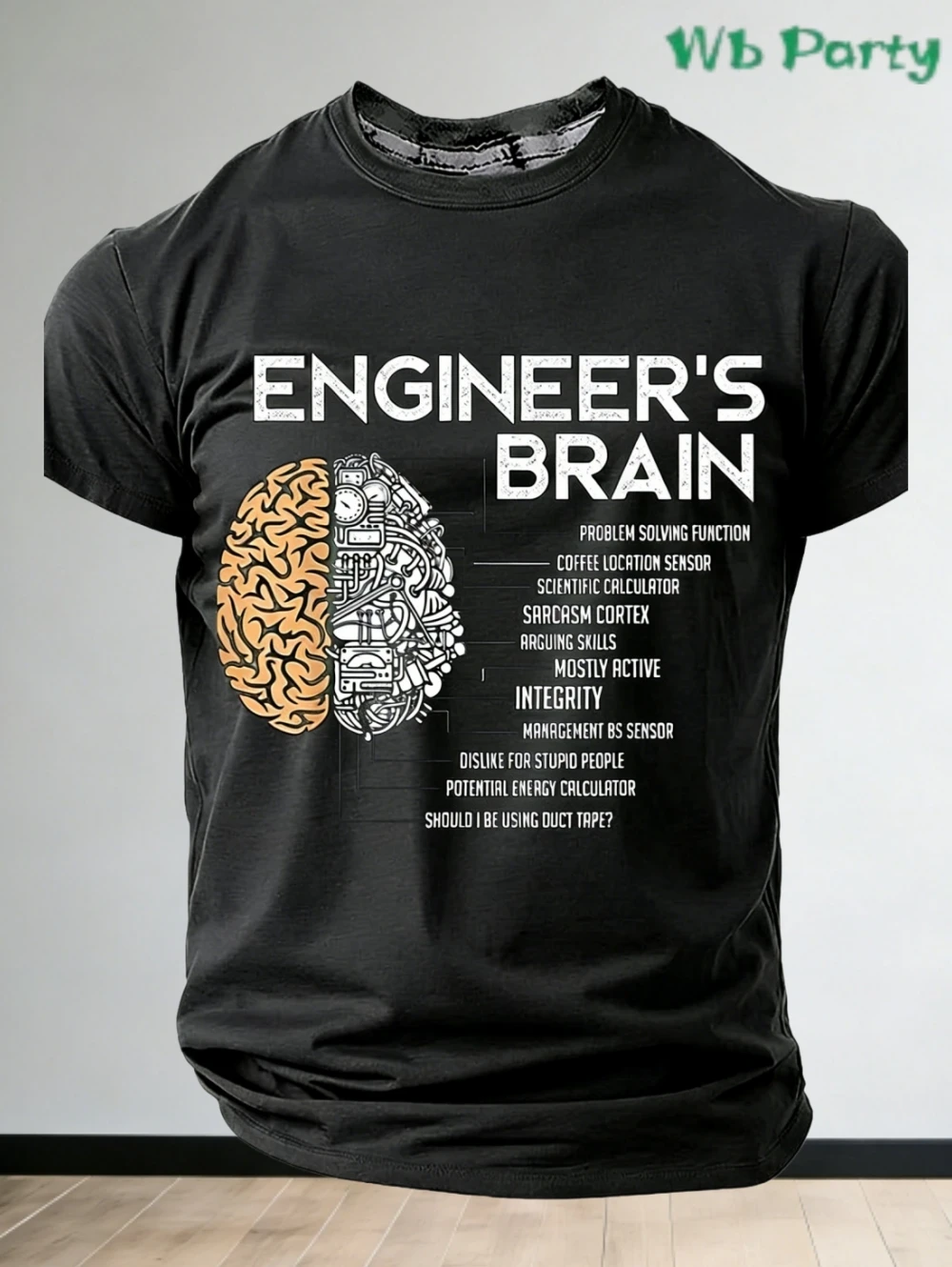 Lustiges Ingenieur-Gehirn-Grafik-T-Shirt für Männer, Kaffeeliebhaber, Arbeit, Büro, Kurzarm-Oberteil, Humor-Grafik-T-Shirts, lässige Herrenbekleidung – Detail 5