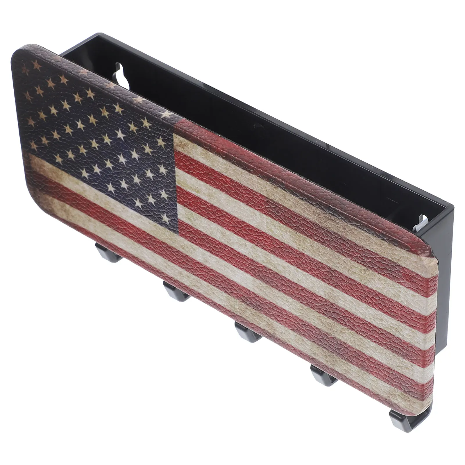 

Wall Storage Box Entryway Mail and Key Holder Hanger Organizer with Hooks Mount for Mounted Rack Vintage Flag Pattern
