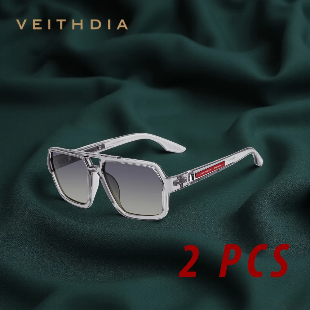 2 Pcs VEITHDIA TR90 Polarized Sunglasses D79S20 Glasses Mirror Lens Glasses Same Style With Multiple Color Eyewear For Men Women