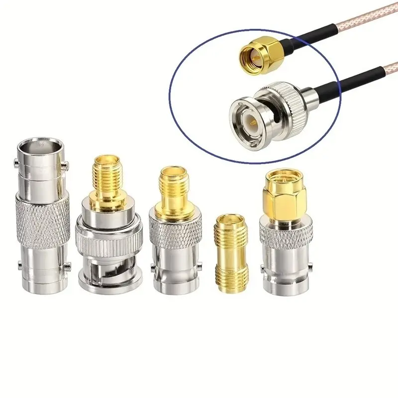 B50B-SMA Male To BNC Male Cable 15CM + 5Pcs For RF Coax Adapter Kit SMA BNC Adapter Cable Kit For RF Applications/Antenn