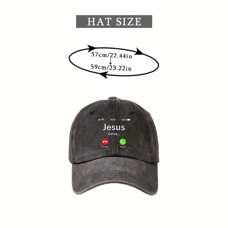 JESUS Calling Printed Baseball Cap Washed Distressed Solid Color Unisex Sun Hat Adjustable Golf Dad Hats for Women & Men