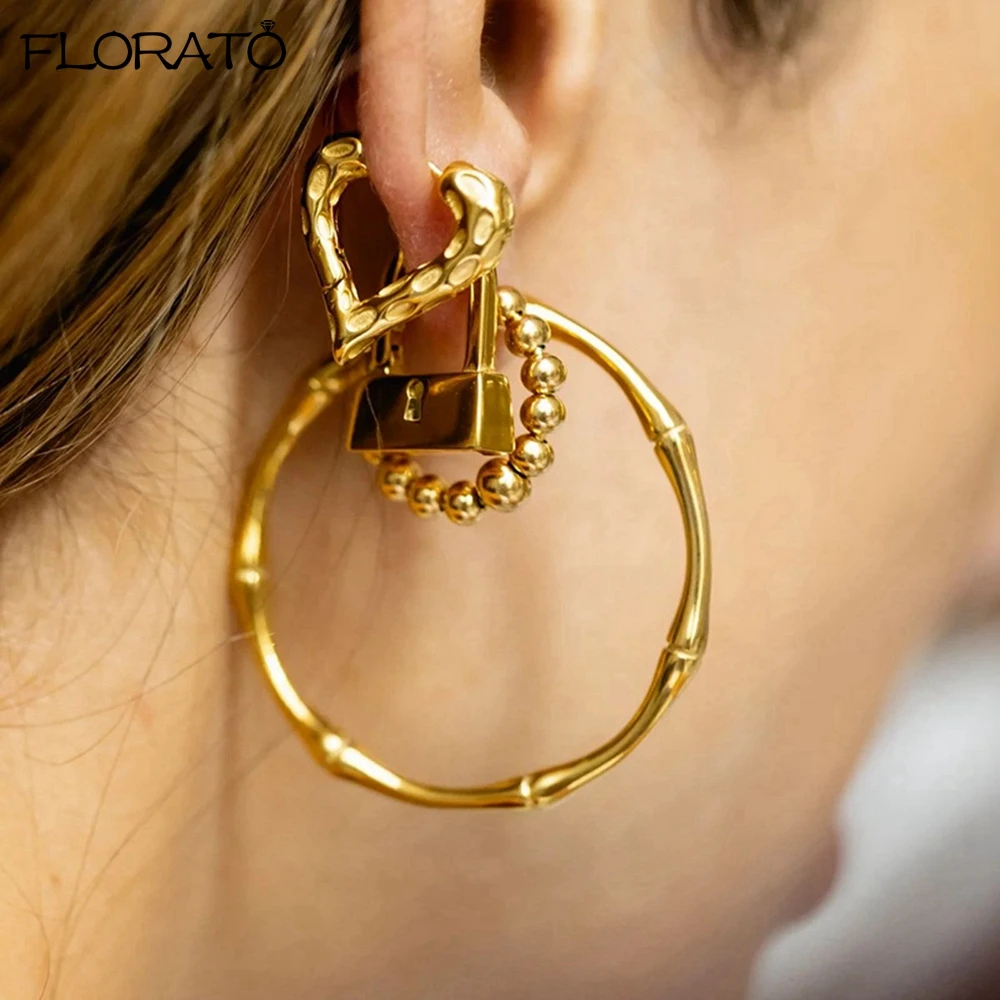 925 Sterling Silver Needle Fashion 19mm Heart Hoop Earrings for Women Vintage Gold Color Metal Jewelry 2025 New Luxury Earrings