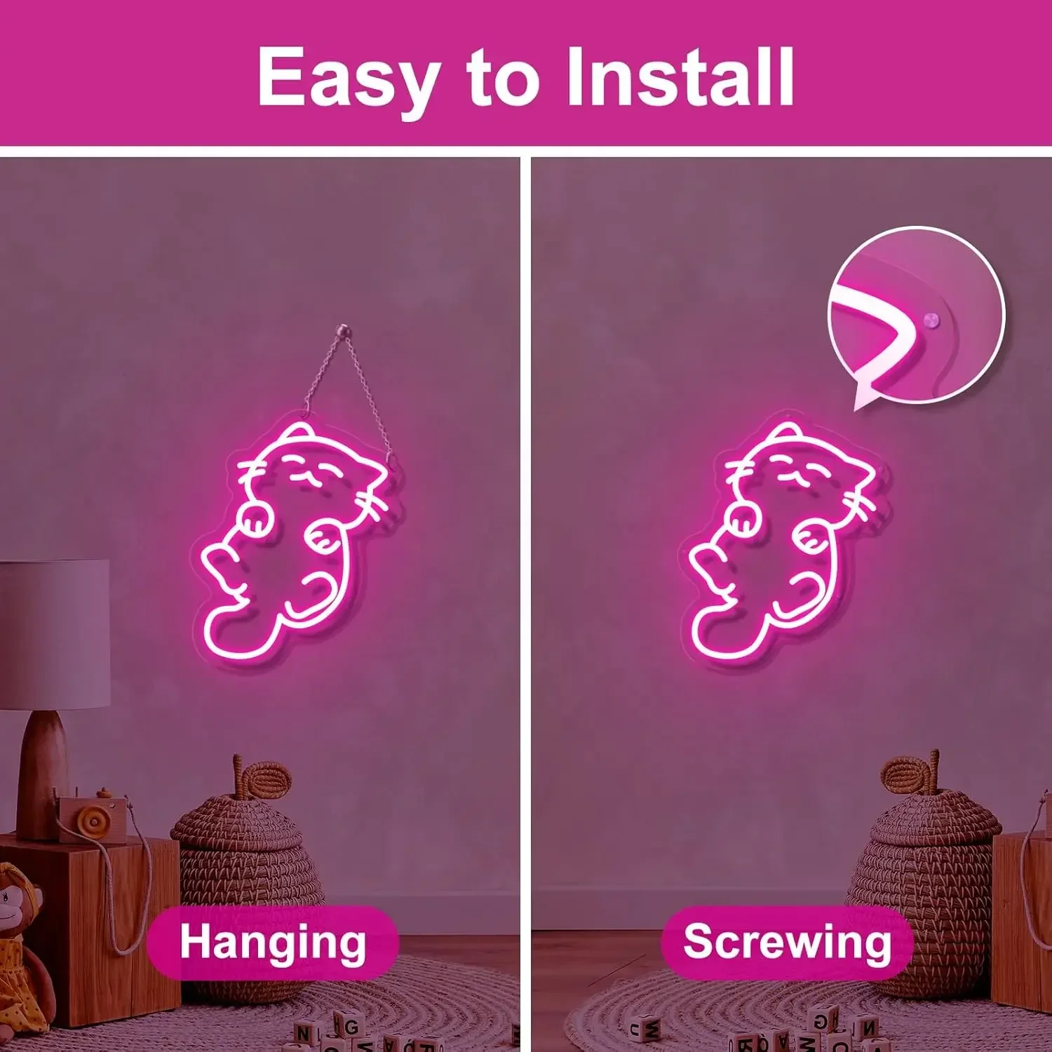 Anime Cat Neon Light Sign Dimmable LED Neon Sign For Wall Decor Room Party Pet Shop Club Bar Bedroom Decor Birthday Art Gift