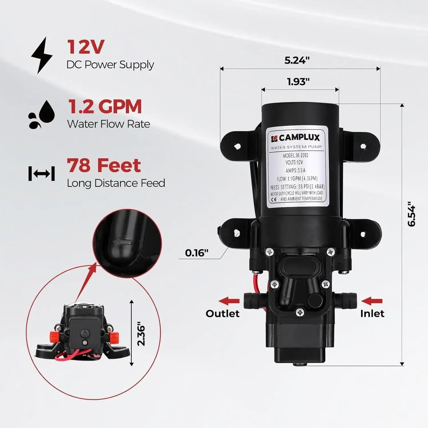 GENIET VAN OUTDOOR LIFE 1,32 GPM draagbare propaan tankloze boiler voor buiten met 1,2 GPM waterpompsets, grijs