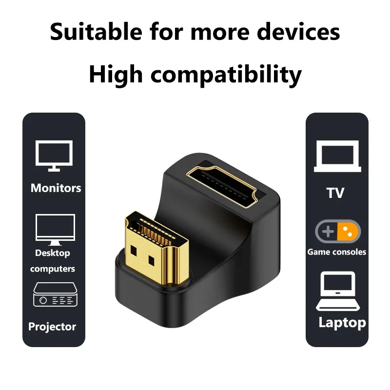 HDMI-Compatible Male To Female Adapter UHD Converter 360 Degree Angled U-shaped 8K 60HZ HDTV 2.1 Adapter for HDTV PS4 PS5 Laptop