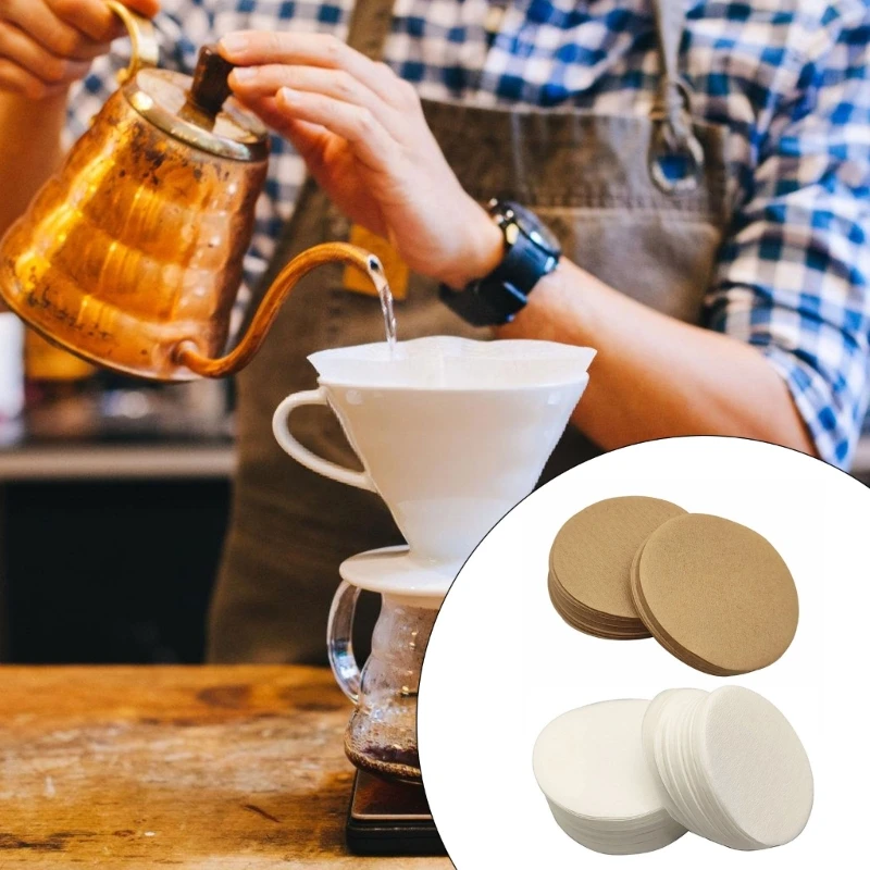 U0DE 100PCS 커피 필터 둥근 종이 효율적인 여과 및 빠른 양조 용품 효율적인 양조를위한 필터 용지