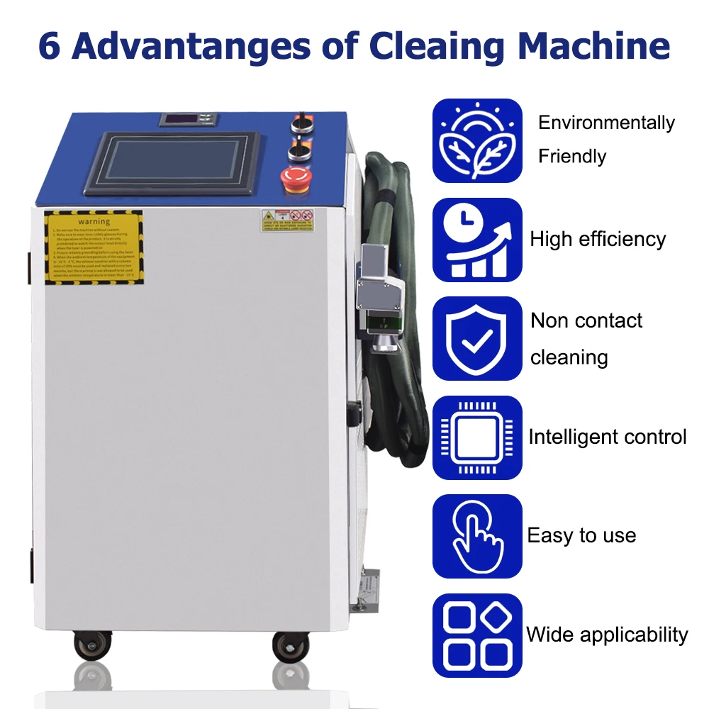 US/EU BWT 3000W 380V Handheld Laser Cleaner 20000mm/s Industrial Rust Removal, No Damage to Substrate Wheels 360 Degree Swivel