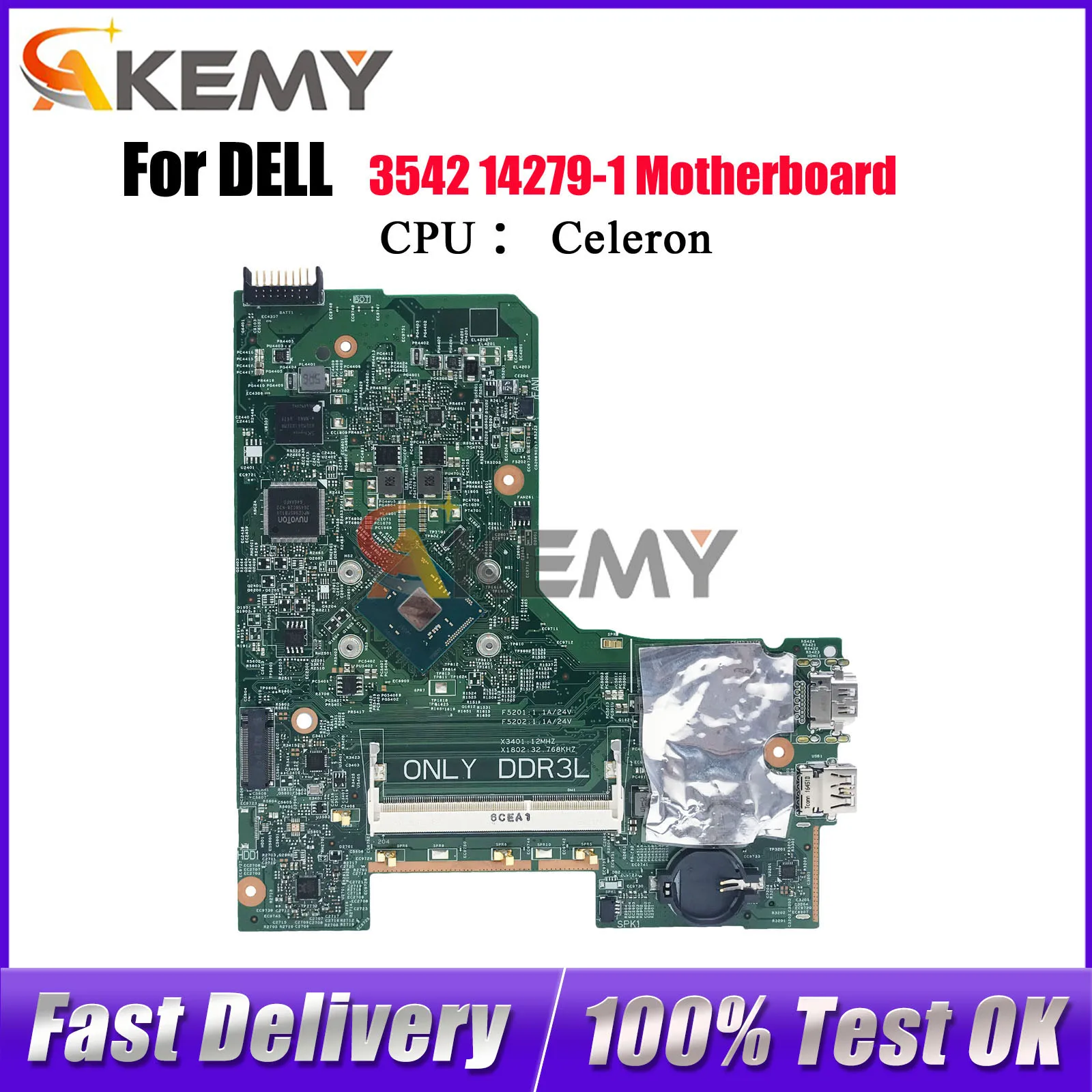 

For DELL Inspiron 3452 Notebook Mainboard CN-041D5Y 0WGR7P 00DTRW 0PW4MN Celeron 14279-1 Tested OK