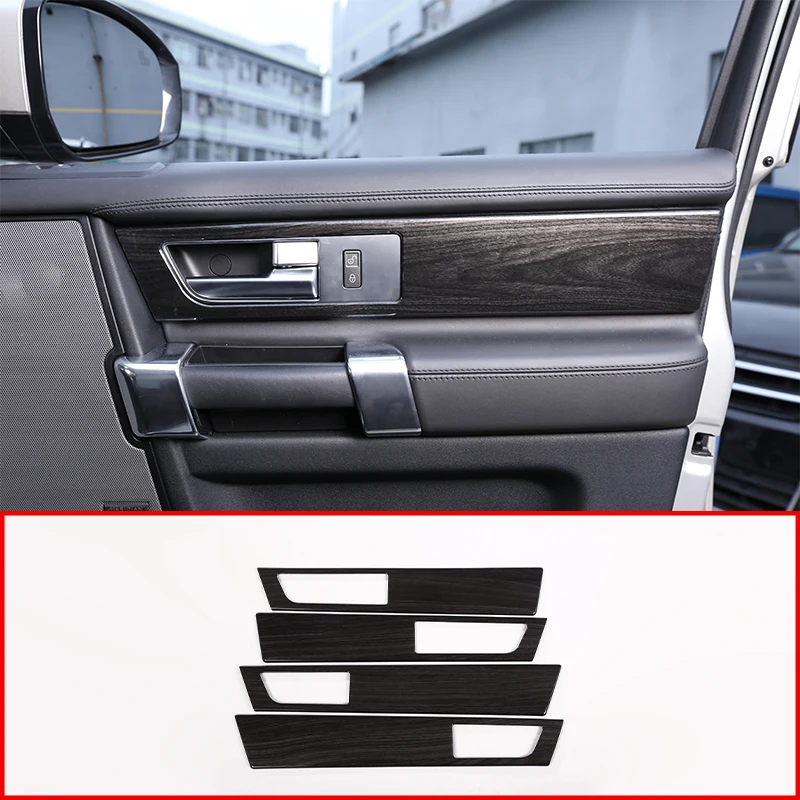 

4 Pcs For Land Rover Discovery 4 LR4 Interior Door Handle Panel Cover Trim ABS Black Wood Grain Car Accessory